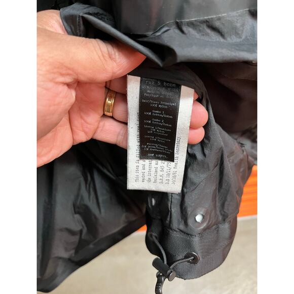 Rag & Bone - Goose Down Hooded Black Grey Puffer Coat /Large - Picture 5 of 11